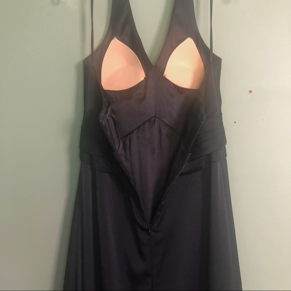 Black Satin Evening Prom Cocktail Gown Halter Top - Picture 8 of 15